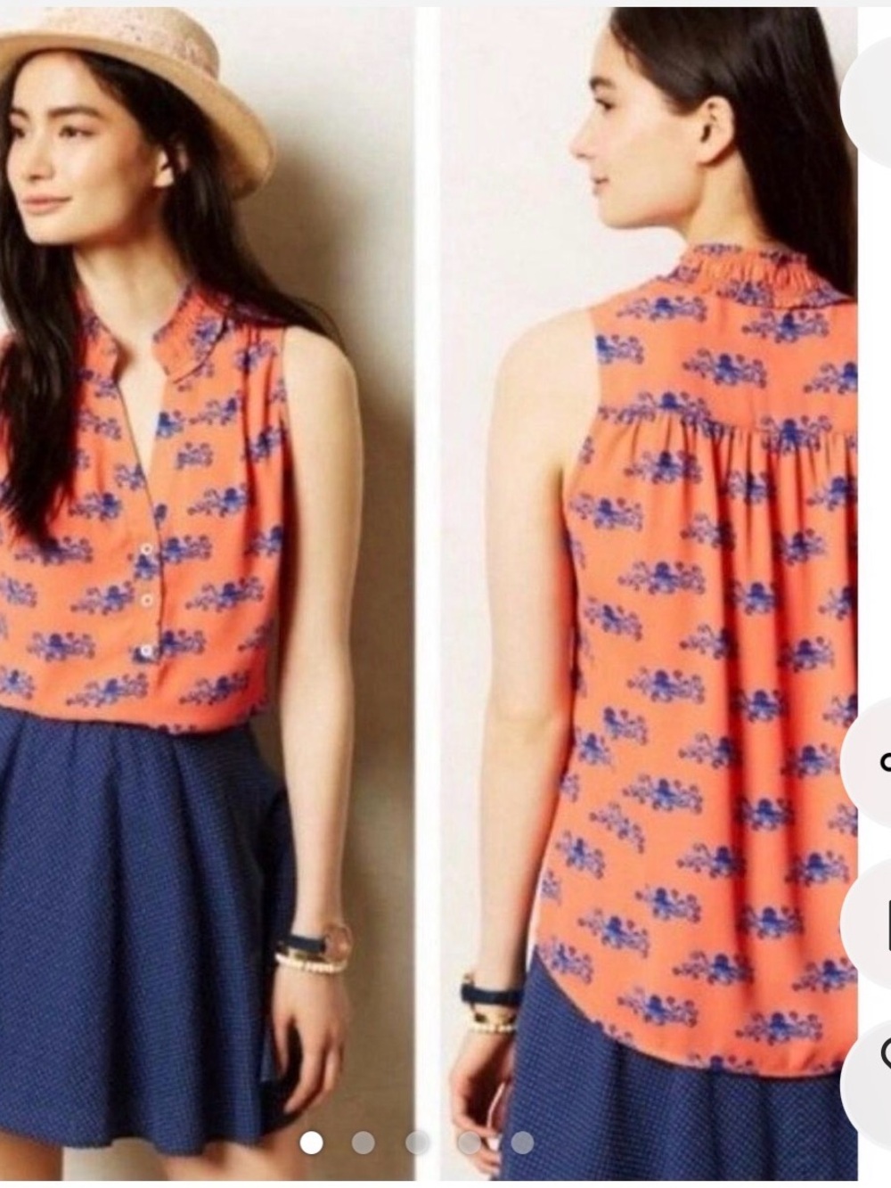 Anthropologie Maeve Coral Octopus Fitz Tank S